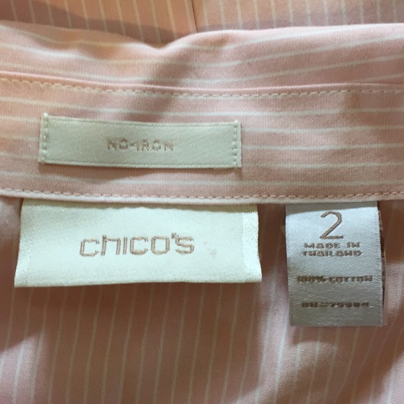 Chico’s pink white striped hidden button Top - Picture 5 of 6